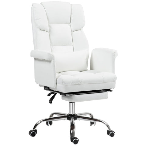 Rootz Office Chair - White Faux Leather - Adjustable Height - Tilting Backrest - Removable Lumbar Cushion - 69W x 65D x 107-115H cm