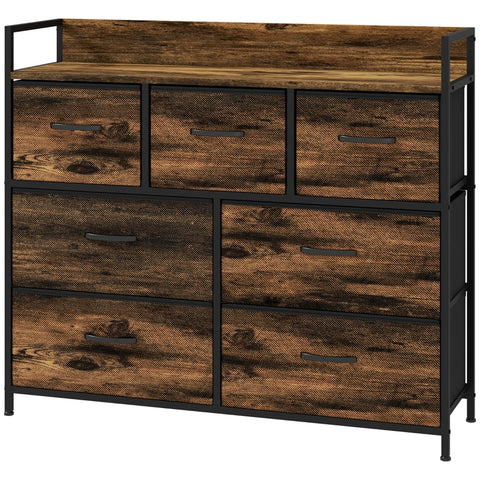 Rootz Fabric Drawer Chest - Sideboard - Organizing Furniture - Melamine Coated Top - Stable Steel Frame - 98cm x 29cm x 85cm