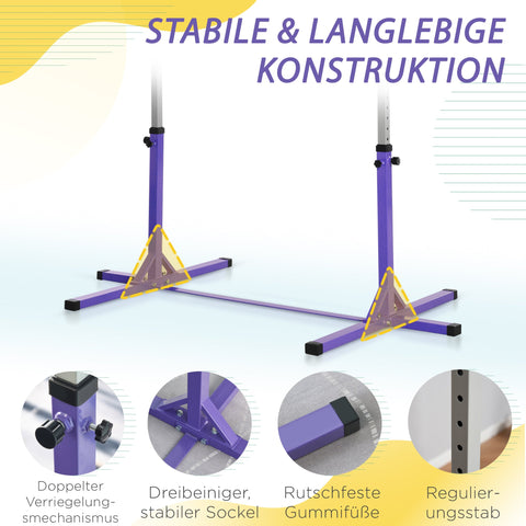 Rootz Gymnastics Stretching Rod - Height Adjustable Bar - Training Equipment - Improves Flexibility - 194cm x 121cm x 92-150cm - Steel & Wood