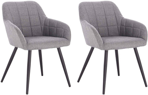 Rootz Set of 2 Dining Chairs with Armrests - Upholstered Chairs - Linen Metal Chairs - Comfortable & Supportive - Durable & Stable - Easy Assembly - 49cm x 43cm x 81cm