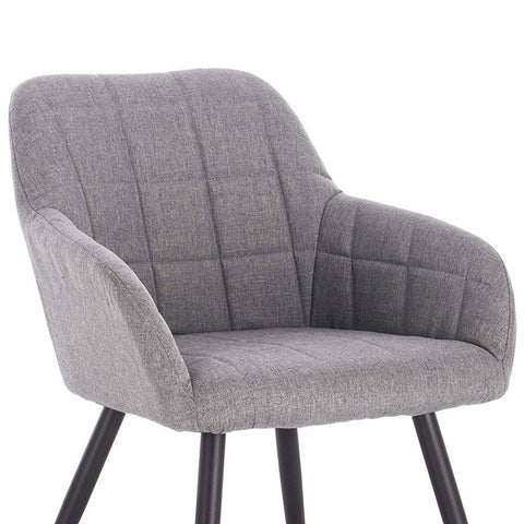 Rootz Set of 2 Dining Chairs with Armrests - Upholstered Chairs - Linen Metal Chairs - Comfortable & Supportive - Durable & Stable - Easy Assembly - 49cm x 43cm x 81cm