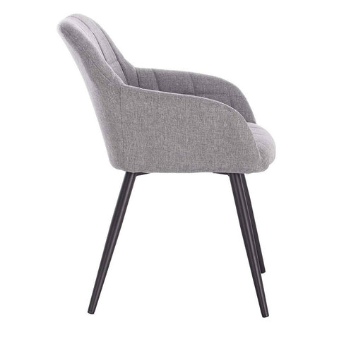 Rootz Set of 2 Dining Chairs with Armrests - Upholstered Chairs - Linen Metal Chairs - Comfortable & Supportive - Durable & Stable - Easy Assembly - 49cm x 43cm x 81cm