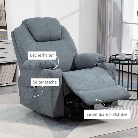Rootz Massage Chair - TV Armchair - Recliner Chair - Ultimate Comfort - Effortless Stand-Up Assistance - Customizable Recline - 90L x 101W x 107H cm - Polyester Fabric