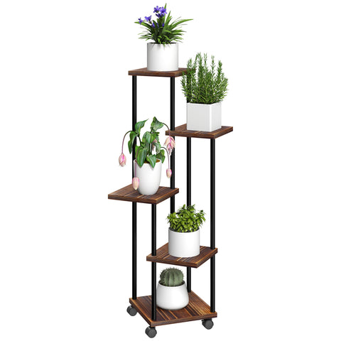 Rootz 5 Level Flower Stand - Plant Stand - Offset Design - Optimal Sunlight - 59l x 59b x 110h cm