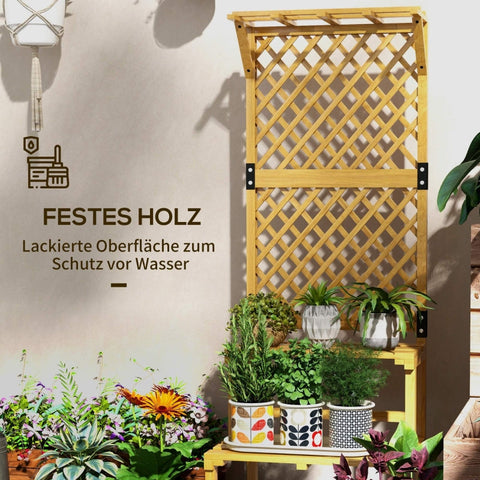 Rootz Two-Tier Plant Stand - Garden Shelf - Flower Display - Fir Wood - 60W x 50D x 166H cm