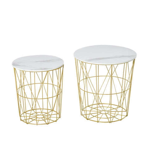 Rootz Set of 2 Nesting Coffee Tables - Side Tables - Retro Tables - Elegant Design - 44cm x 45.5cm & 35cm x 41cm