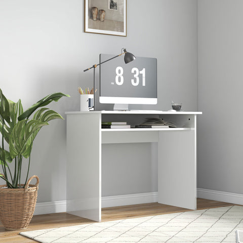 Rootz Compact Computer Desk - Workspace Table - Study Desk - 1 Shelf Storage - Chipboard - 90L x 50B x 74H cm