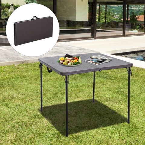 Rootz Folding Camping Table - Picnic Table - Outdoor Table - Powder-Coated Metal Frame - Easy-Care Plastic Top - 86cm x 86cm x 71.5cm