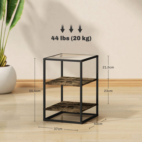Rootz Set of 2 Glass Top Side Tables - Coffee Tables - End Tables - Modern Elegance - 37L x 40W x 55.5H cm