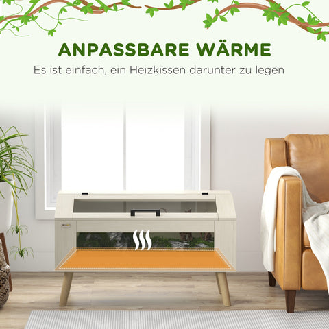 Rootz 140L Repilienbox - Lizard Terrarium - Reptile Enclosure - Heating Pillow Compatible - 100cm x 50cm x 60cm - Brown