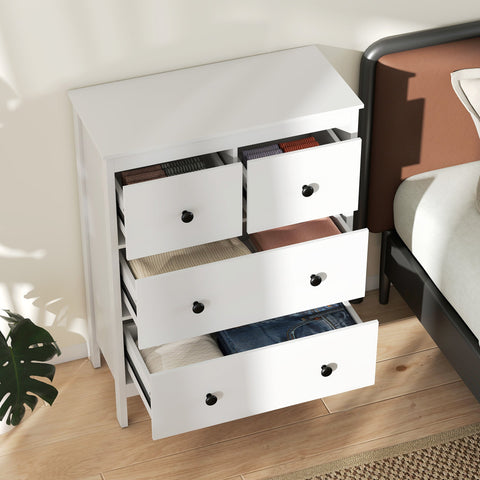 Rootz 4 Drawer Chest - Dresser - Storage Cabinet - Modern & Scratch-Resistant - 35t x 97h cm - White Chipboard