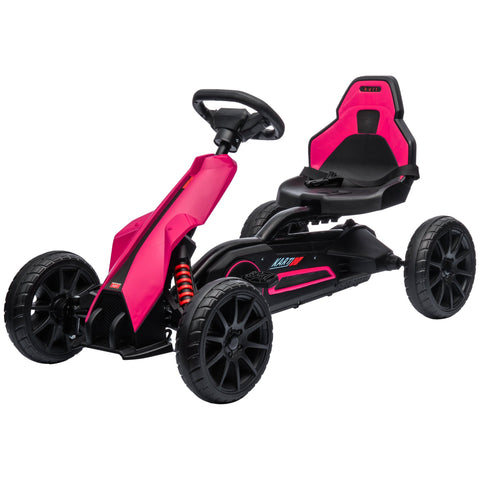 Rootz Children's Go-Kart - Pedal Vehicle - Kid's Racer - Adjustable Seat - Promotes Activity - 100cm x 58cm x 58.5cm - Ages 3-8 - Pink, Black