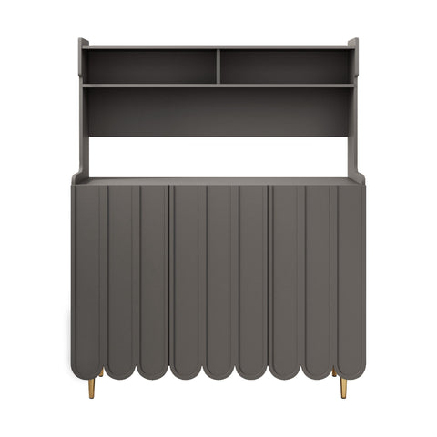 Rootz Modern Sideboard - Grey Storage Cabinet - Open Storage Shelf - Elegant Design - 120 x 40 x 150.8 cm