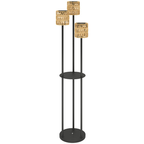 Rootz Solar Floor Lamp - Rattan Solar Light - Boho-Style Garden Lamp - Auto On/Off & Storage - Ø37 x 144H cm