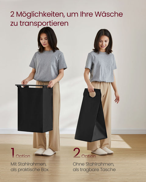 Rootz Laundry Basket with Shelf - Clothes Hamper - Laundry Organizer - Space-Saving Design - 42cm x 28cm x 75cm