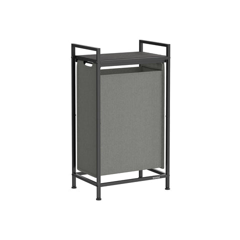 Rootz Laundry Basket with Shelf - Clothes Hamper - Storage Bin - 42x28x75cm - Slate Gray-Anthracite Gray - Space-Saving Design