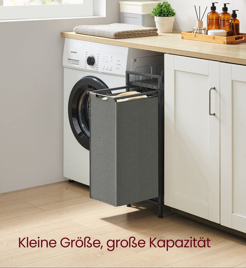 Rootz Laundry Basket with Shelf - Clothes Hamper - Storage Bin - 42x28x75cm - Slate Gray-Anthracite Gray - Space-Saving Design