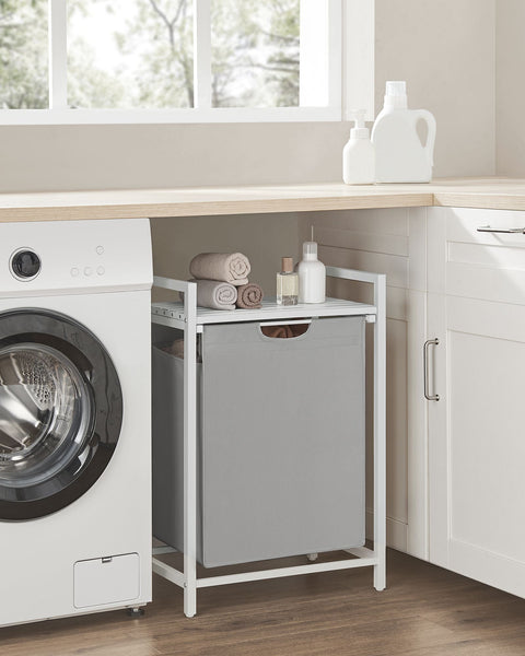 Rootz Laundry Collector with Shelf - Clothes Organizer - Storage Basket - Oxford Tissue - 50cm x 33cm x 72cm - Max Load 30kg