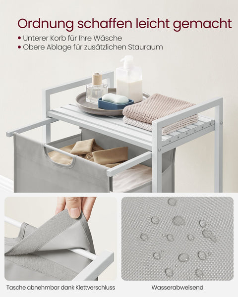 Rootz Laundry Collector with Shelf - Clothes Organizer - Storage Basket - Oxford Tissue - 50cm x 33cm x 72cm - Max Load 30kg