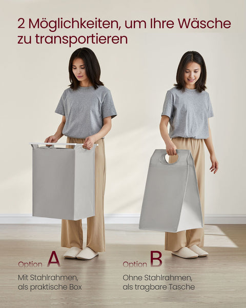 Rootz Laundry Collector with Shelf - Clothes Organizer - Storage Basket - Oxford Tissue - 50cm x 33cm x 72cm - Max Load 30kg