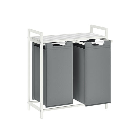 Rootz Laundry Basket with Shelf - Clothes Organizer - Hamper Storage - Space-Saving Design - 73x33x72cm