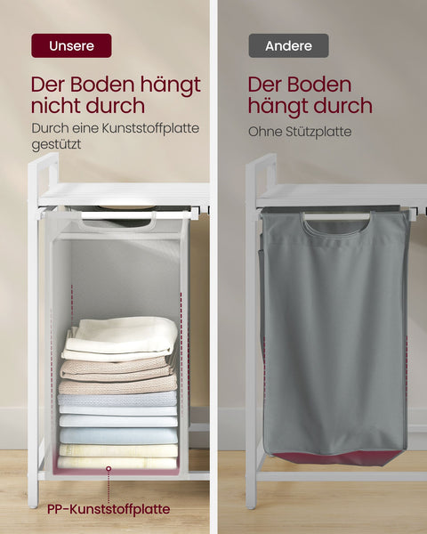 Rootz Laundry Basket with Shelf - Clothes Organizer - Hamper Storage - Space-Saving Design - 73x33x72cm