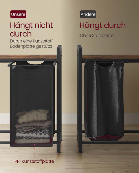 Rootz Laundry Storage Unit - Washing Basket Organizer - MDF & Steel - Space Saving - 73cm x 33cm x 72cm