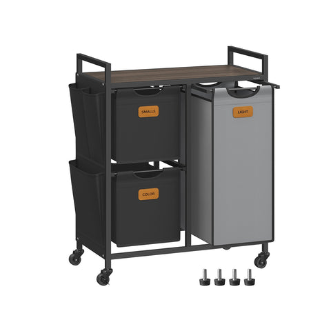 Rootz Laundry Basket Organizer - Clothes Sorter - Hamper with 3 Compartments - Oxford Fabric - 68.6cm x 33cm x 80.5cm