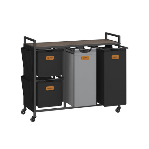 Rootz Laundry Sorter 4-Compartment - Clothes Organizer - Washing Sorter - Space Saver - 98.6cm x 33cm x 80.5cm