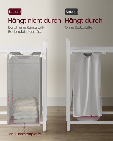 Rootz Laundry Basket 3 Compartments - Clothes Sorter - Organizing Bins - 3 x 38L Capacity - 92.5cm x 33cm x 72cm - Oxford Fabric