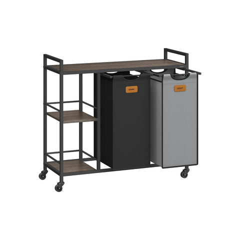 Rootz 2 Compartment Laundry Basket - Washing Sorter - Clothes Organizer - Durable Steel Frame - 87 x 33 x 80.5cm