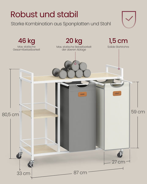 Rootz Lashing Basket - Laundry Hamper - Storage Organizer - Durable Steel Frame - 87x33x80.5cm