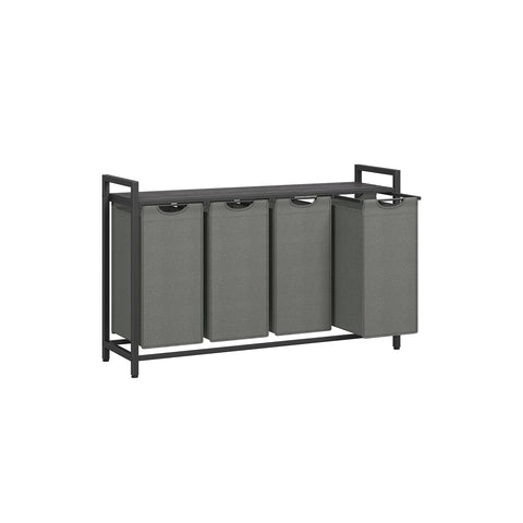Rootz Laundry Storage Rack - Clothes Organizer - MDF and Steel - Oxford Cloth - 116cm x 33cm x 72cm - Large Capacity - Black-Gray