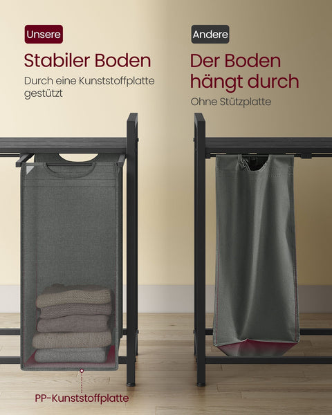 Rootz Laundry Storage Rack - Clothes Organizer - MDF and Steel - Oxford Cloth - 116cm x 33cm x 72cm - Large Capacity - Black-Gray