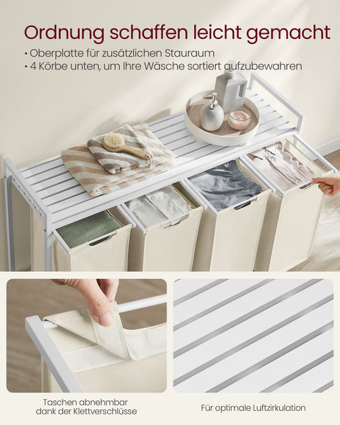 Rootz Laundry Basket - Clothes Hamper - Storage Organizer - Multi-compartment Design - 116cm x 33cm x 72cm