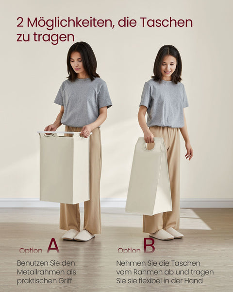 Rootz Laundry Basket - Clothes Hamper - Storage Organizer - Multi-compartment Design - 116cm x 33cm x 72cm