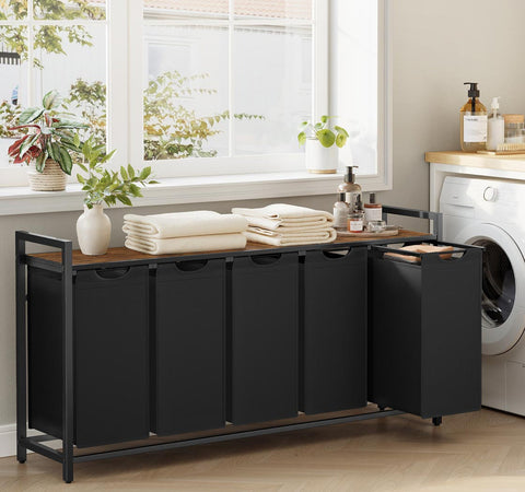 Rootz Washing Basket with Shelf - Storage Organizer - Laundry Holder - Oxford Fabric - 143.5 x 33 x 72 cm