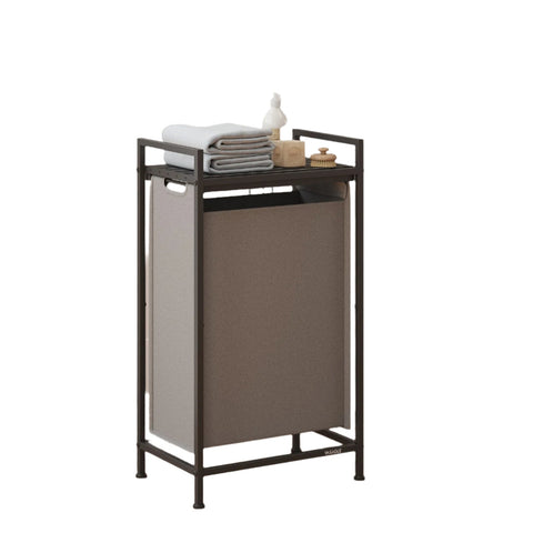 Rootz Grey Laundry Basket - Laundry Collector - Laundry Bag - Space-Saving Shelf - 42cm x 28cm x 75cm