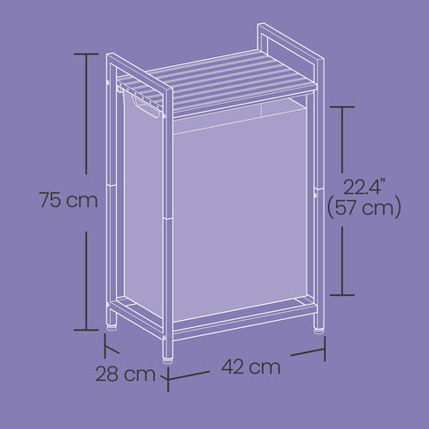 Rootz Laundry Basket - Clothes Organizer - Laundry Collector with Shelf - Space-Saving - 42 x 28 x 75 cm