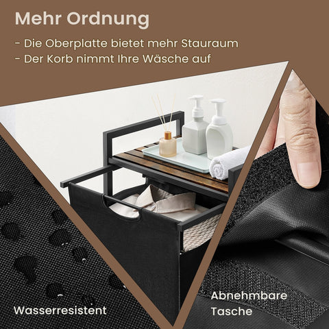 Rootz Laundry Basket - Laundry Collector - Laundry Bag with Shelf - Space-Saving Design - 50x33x72cm