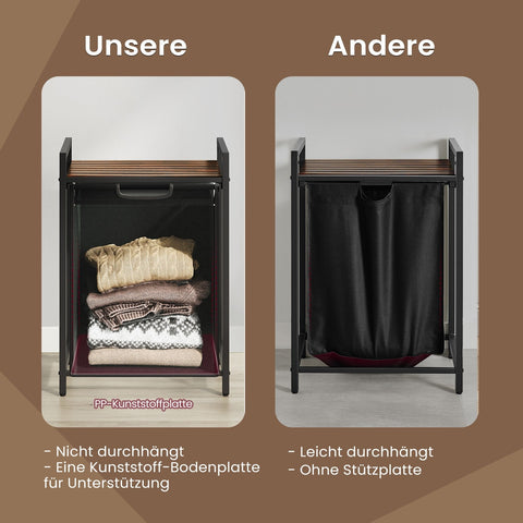 Rootz Laundry Basket - Laundry Collector - Laundry Bag with Shelf - Space-Saving Design - 50x33x72cm