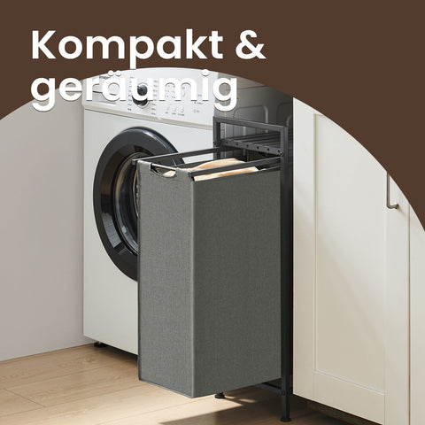 Rootz Laundry Basket - Laundry Collector with Shelf - Laundry Bag - Space-Saving Design - 50.1 x 33.1 x 72.1 cm