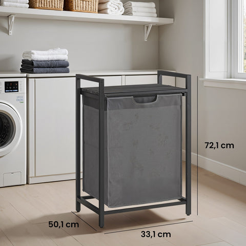 Rootz Laundry Basket - Laundry Collector with Shelf - Laundry Bag - Space-Saving Design - 50.1 x 33.1 x 72.1 cm