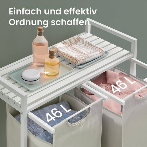 Rootz Laundry Basket 2 Compartments - Laundry Collector - Laundry Box - Space-Saving Shelf - 73 x 33 x 72 cm