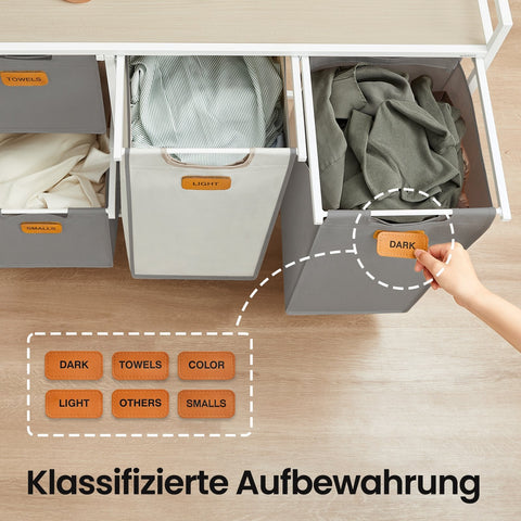 Rootz Laundry Sorter – Washing Organizer – Storage Solution – Durable Steel – 98.6cm x 33cm x 80.5cm – White_ Grey