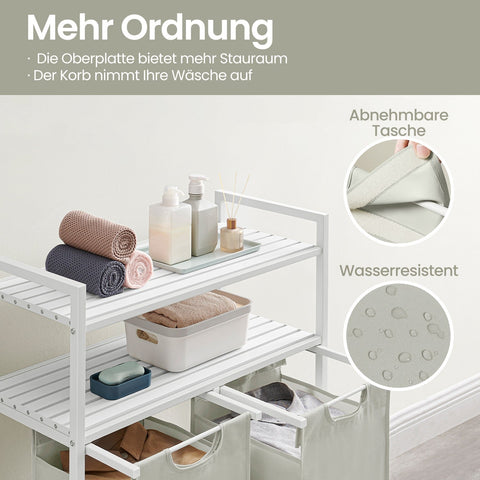 Rootz Laundry Basket - Laundry Collector - Laundry Bin - Extendable & Removable Bags - 73cm x 33cm x 92cm