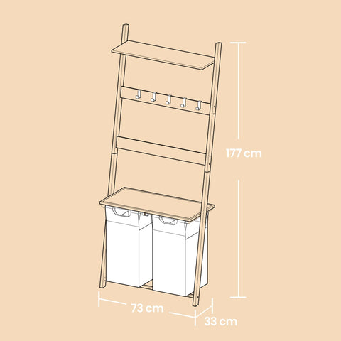 Rootz Washing Sorter - Laundry Organizer - Storage Unit - Maximizes Space - 73cm x 33cm x 177cm