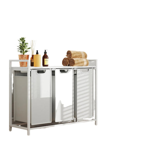 Rootz 3 Compartment Laundry Basket - Laundry Collector - Laundry Box - Space-Saving Design - 92.5cm x 33cm x 72cm