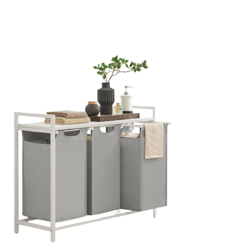 Rootz Laundry Basket 3 Compartments - Laundry Collector - Laundry Box - Organized Storage - 92.5cm x 33cm x 72cm