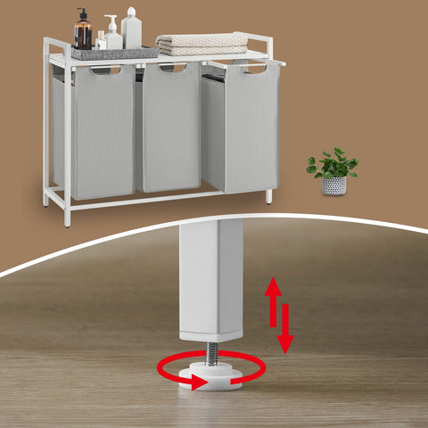 Rootz Laundry Basket 3 Compartments - Laundry Collector - Laundry Box - Organized Storage - 92.5cm x 33cm x 72cm